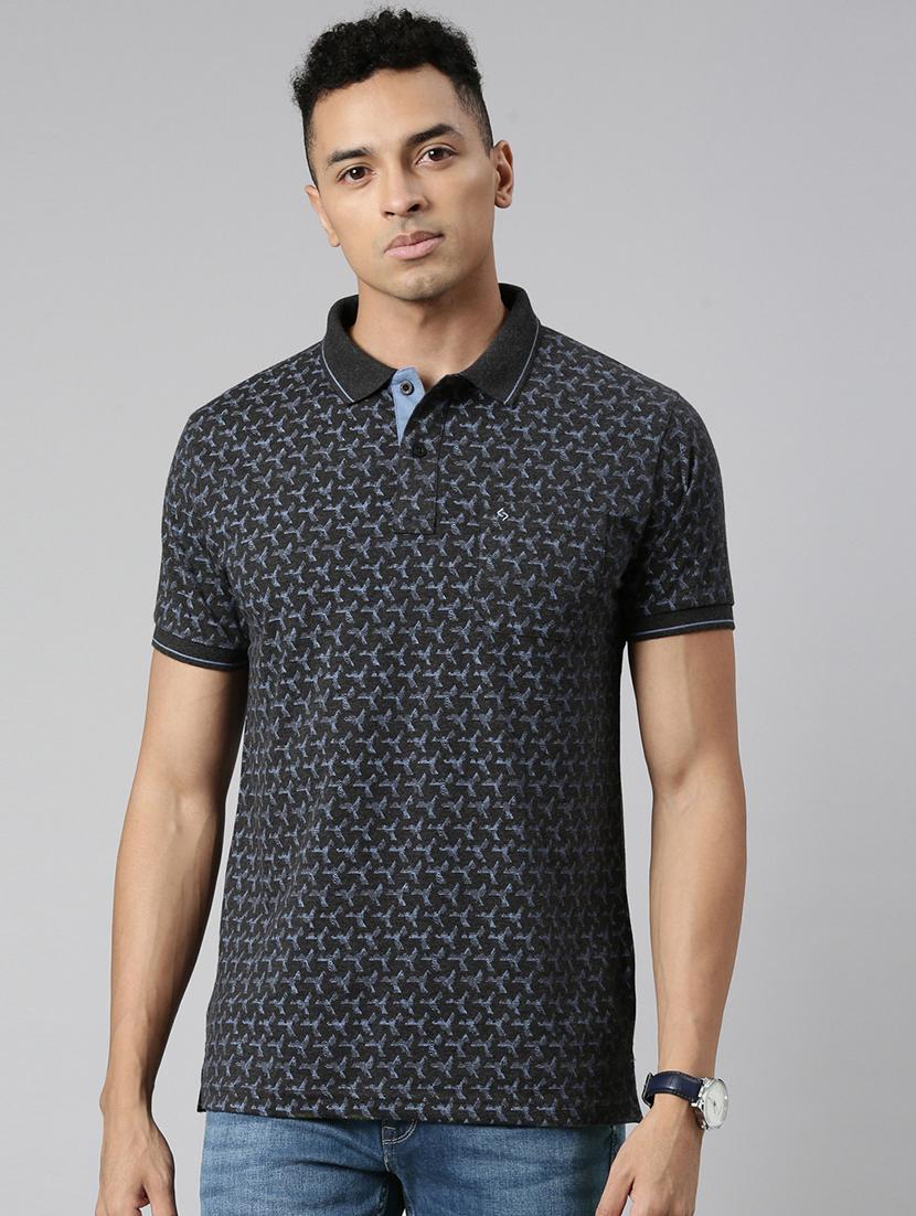 men polo neck all over print t-shirt - 21518319 - Zoom Image - 0