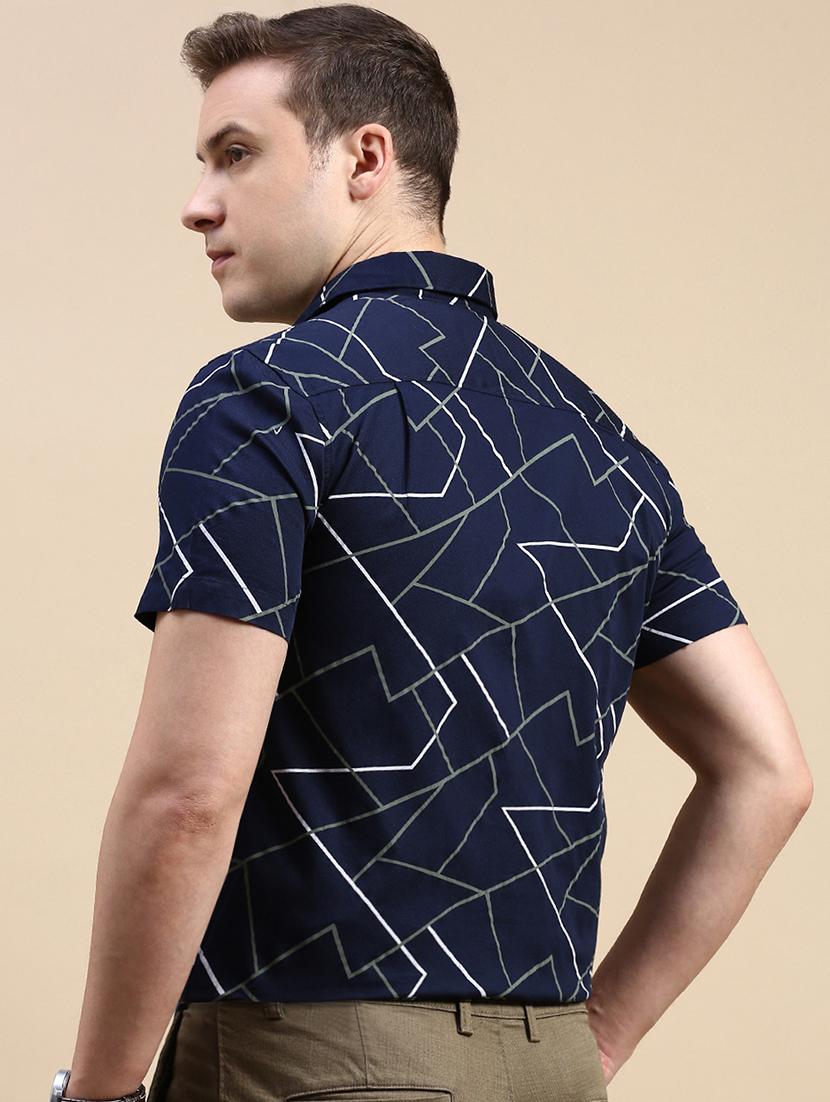 men navy blue cotton casual shirt - 21518453 - Standard Image - 3
