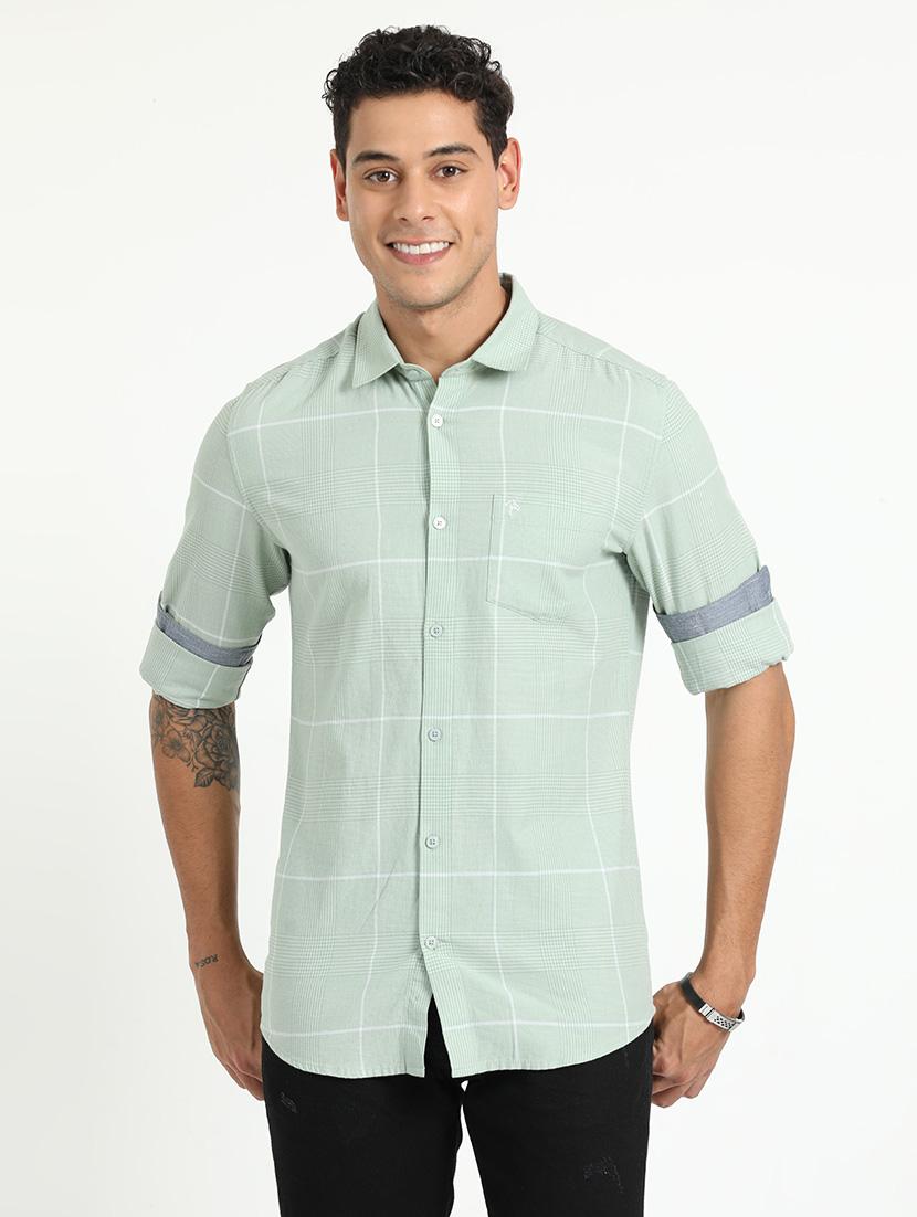 men checks long sleeves casual shirts - 21518469 - Zoom Image - 0