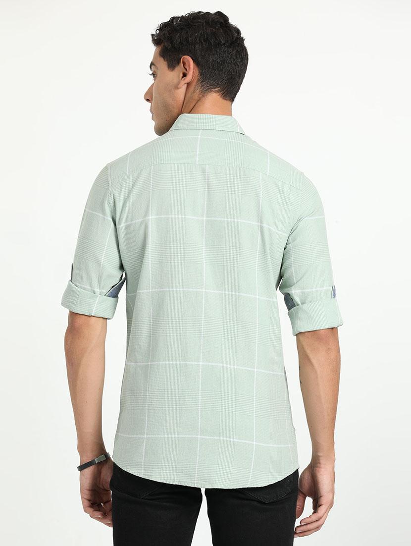 men checks long sleeves casual shirts - 21518469 - Standard Image - 3