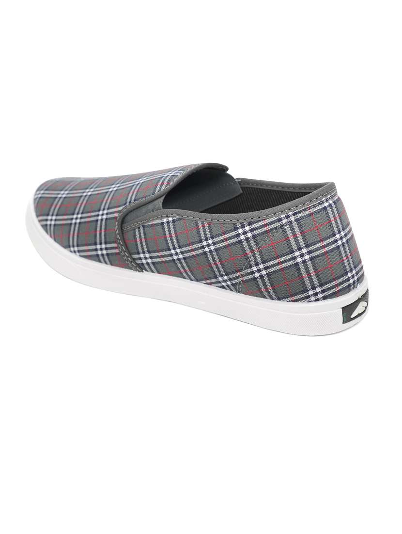men grey check slip on shoes - 21518521 -  Standard Image - 3
