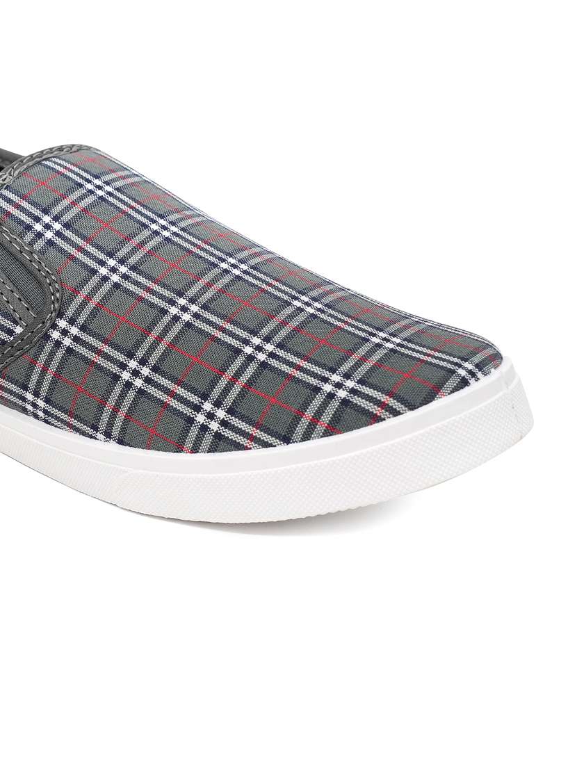 men grey check slip on shoes - 21518521 -  Standard Image - 5