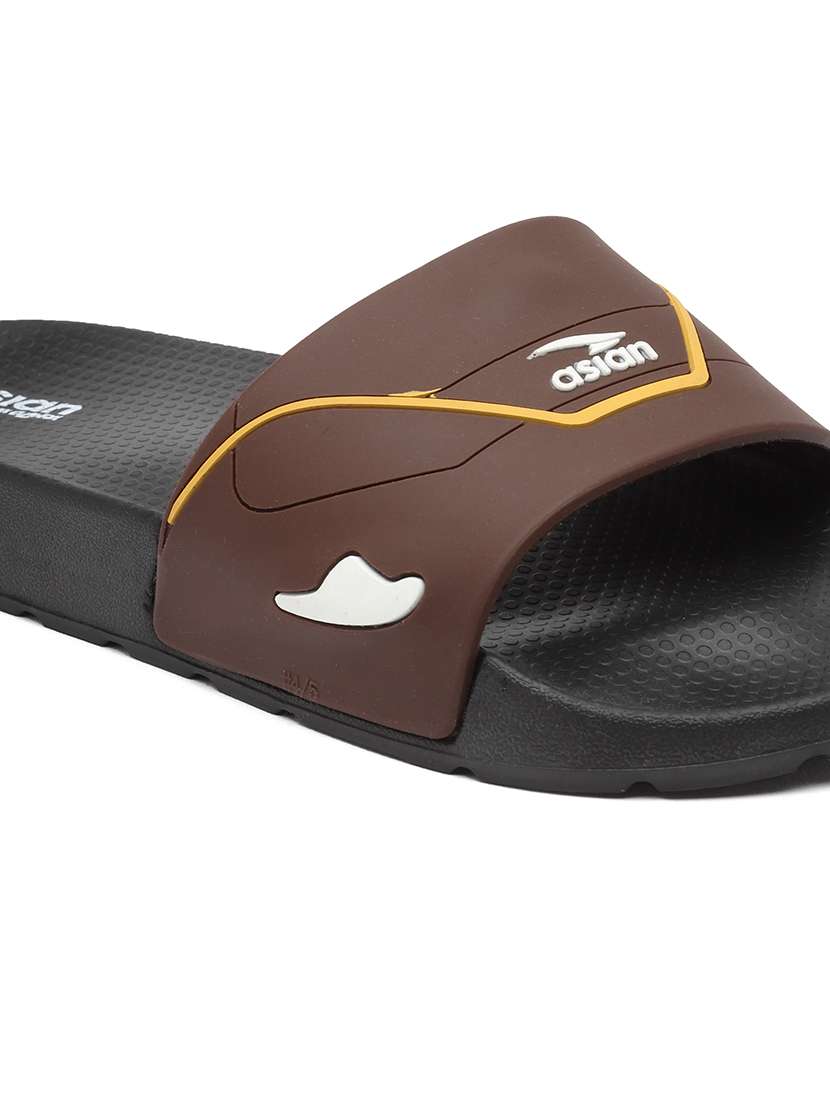 men brown open toe slider - 21518759 -  Standard Image - 5