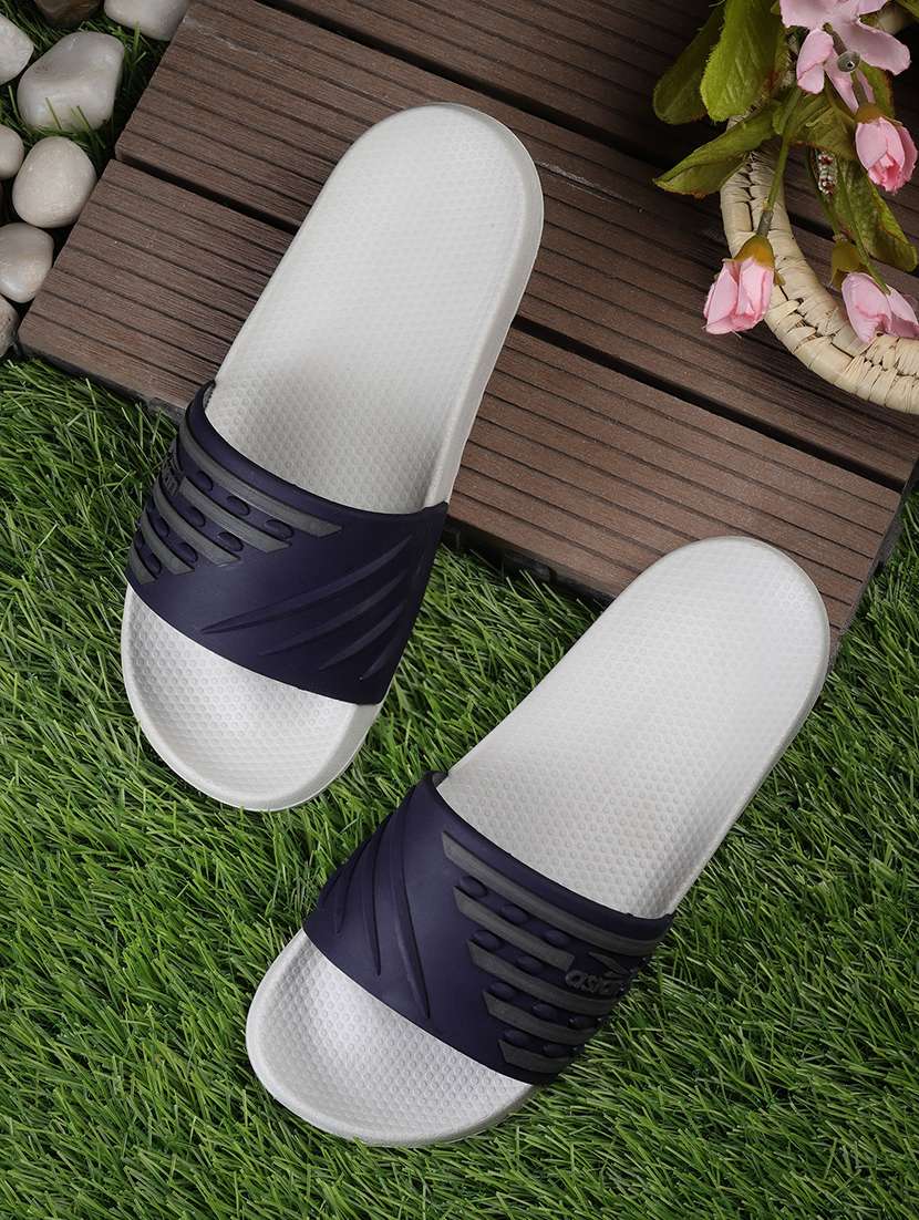men grey open toe slider