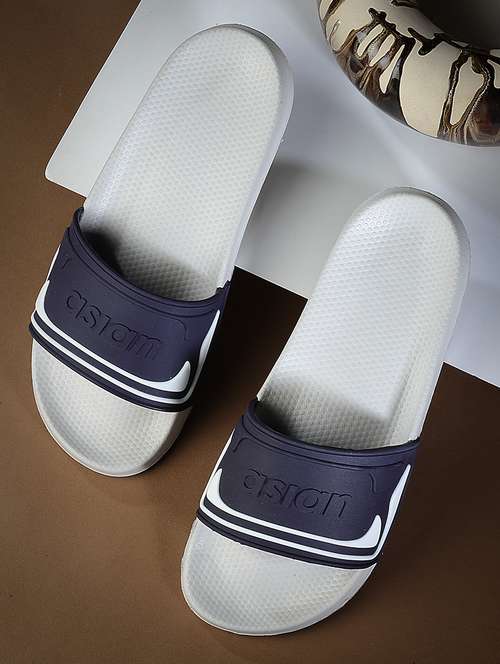 men navy slip on slipper