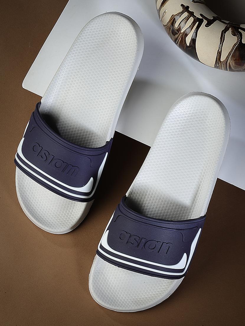 men navy slip on slipper