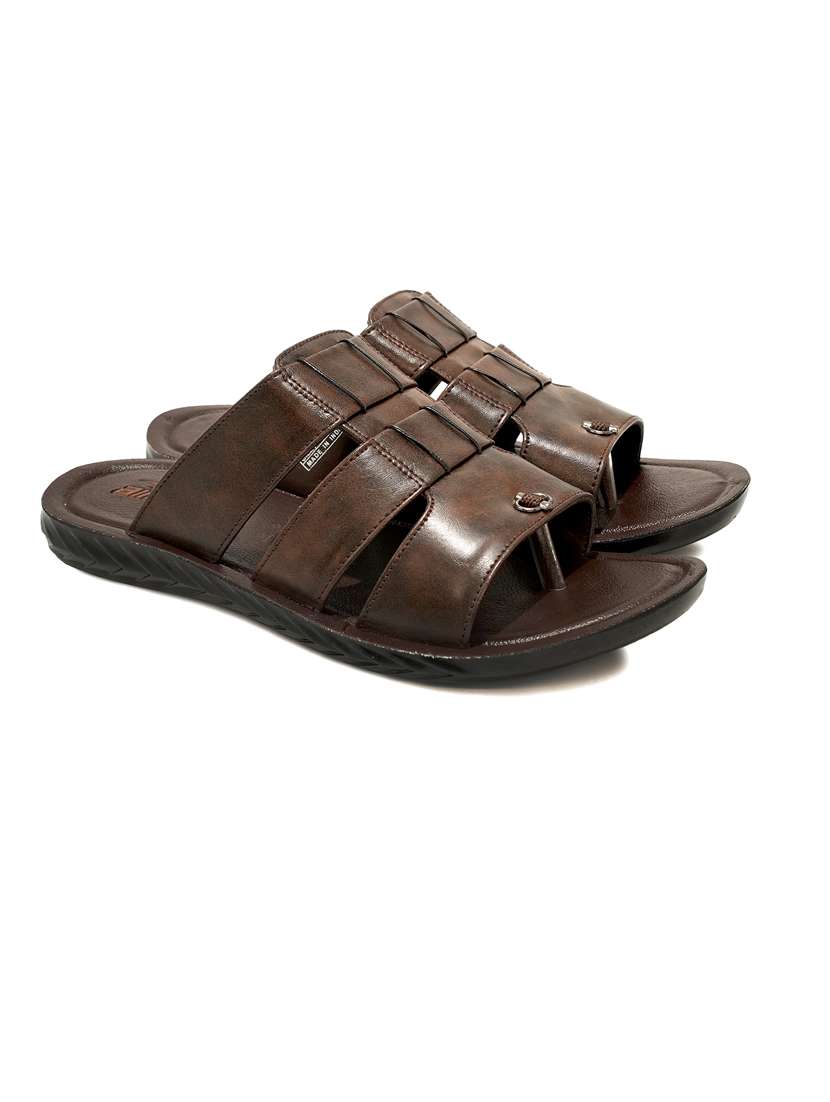men brown slip on slippers
