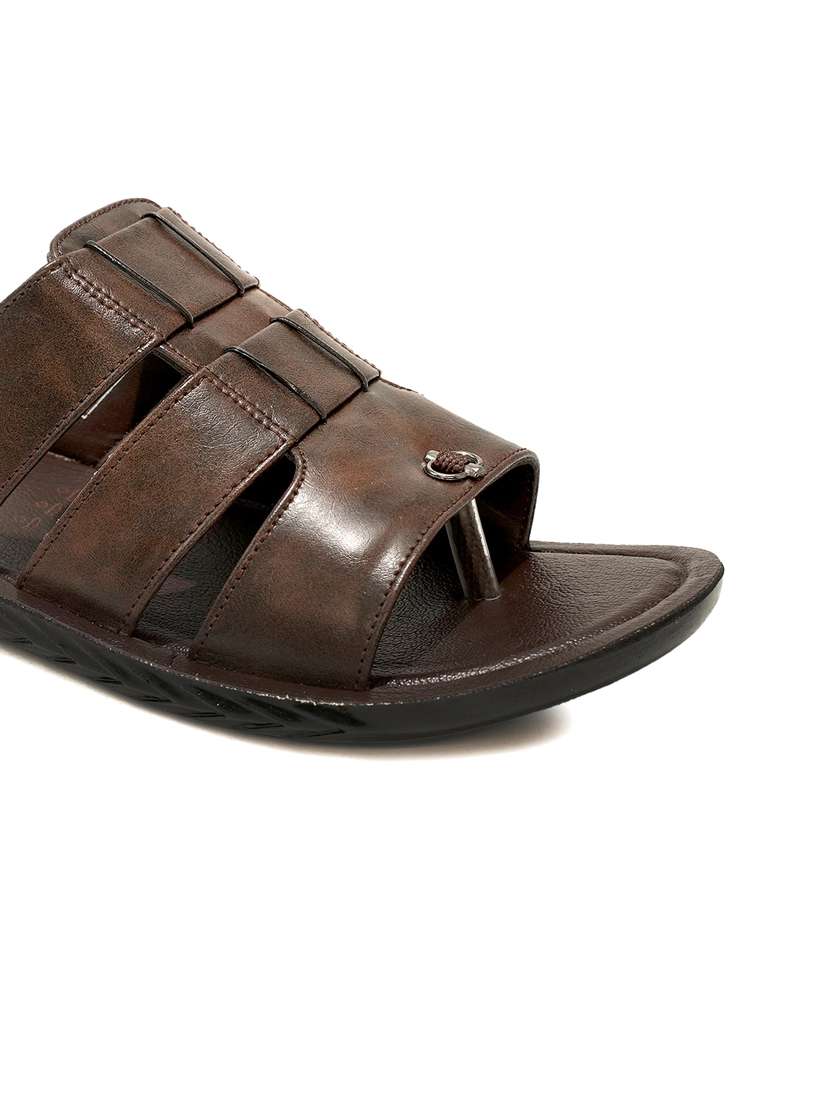 men brown slip on slippers - 21518828 -  Standard Image - 5