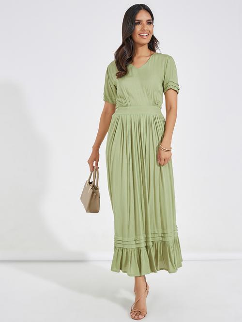 olive cotton aline dress - 21518852 - Standard Image - 0