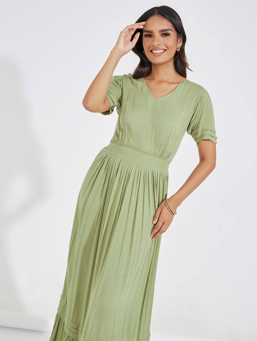 olive cotton aline dress - 21518852 - Standard Image - 3