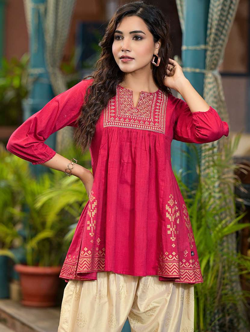 women pink notch neck dhoti kurta set - 21518984 -  Standard Image - 5