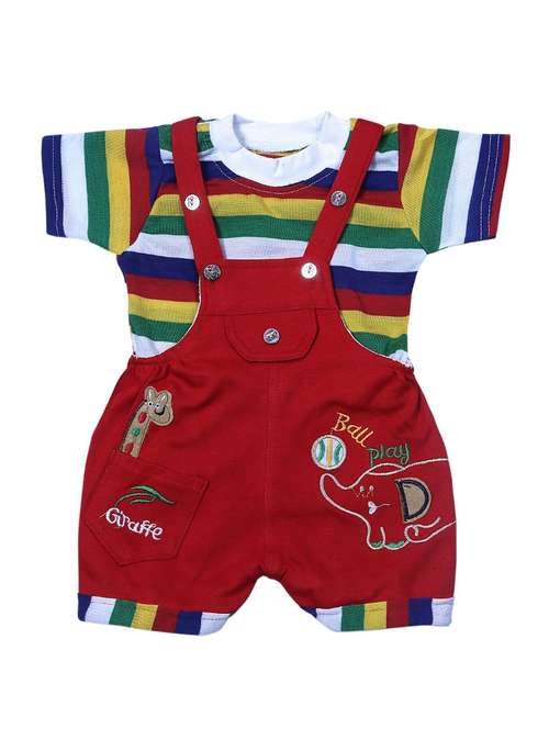 kids printed t-shirt & dungarees - 21518997 - Standard Image - 0