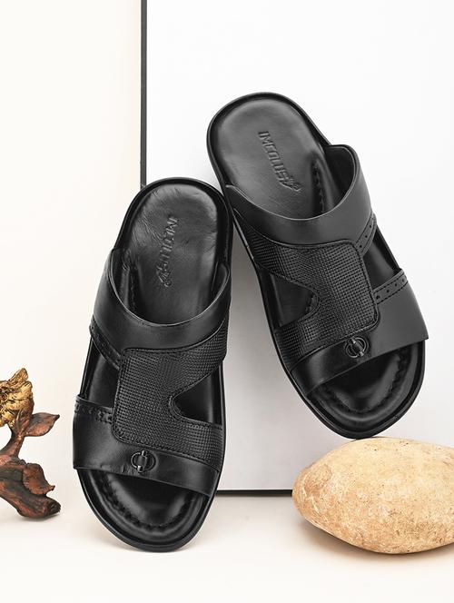 men black slip on sandal - 21519074 - Standard Image - 0