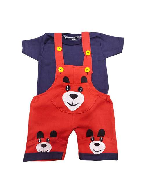 kids printed t-shirt & dungarees - 21519134 - Standard Image - 0