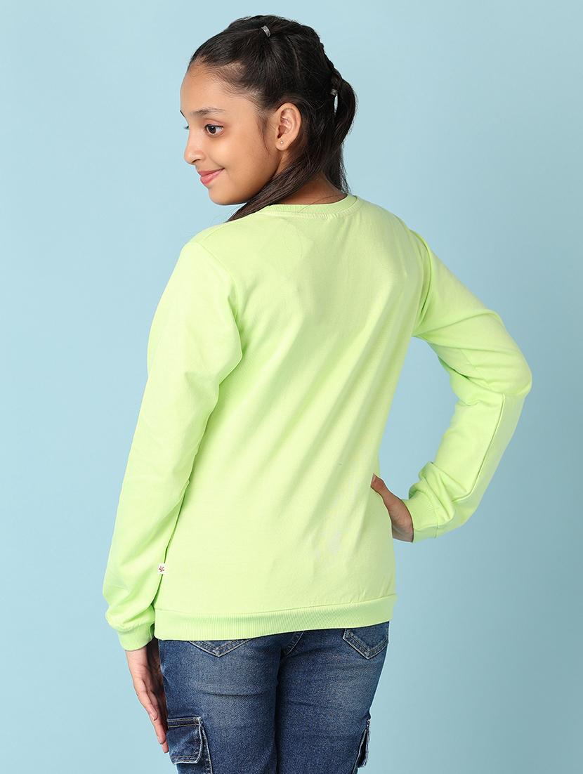 girls front printed round neck sweatshirt - 21519230 - Standard Image - 3