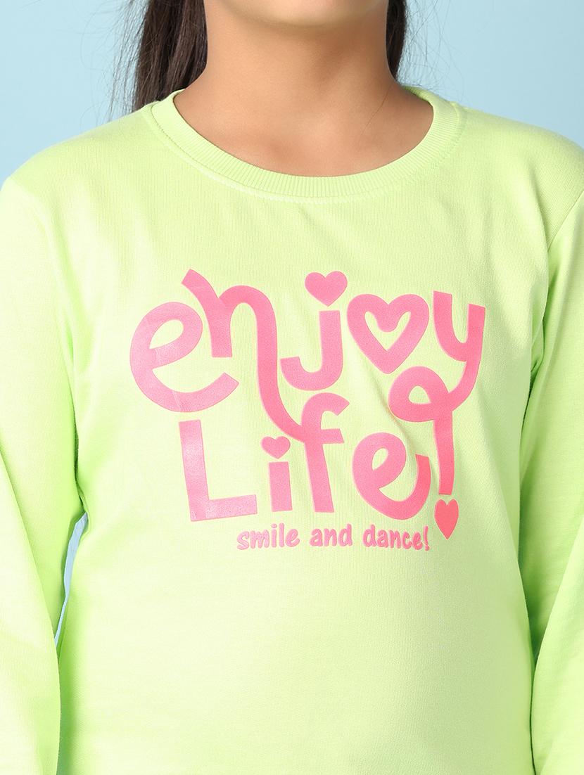 girls front printed round neck sweatshirt - 21519230 - Standard Image - 5