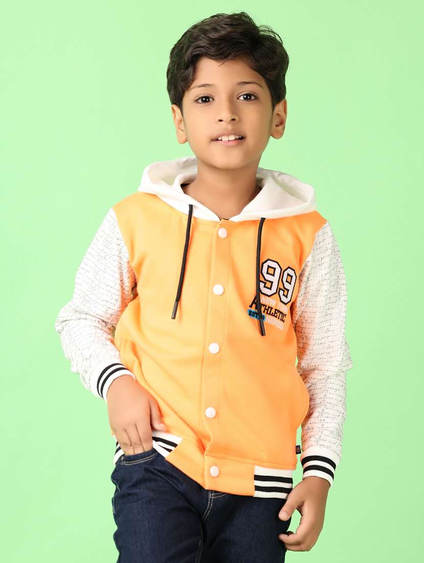 boys color block long sleeve hooded sweatshirt