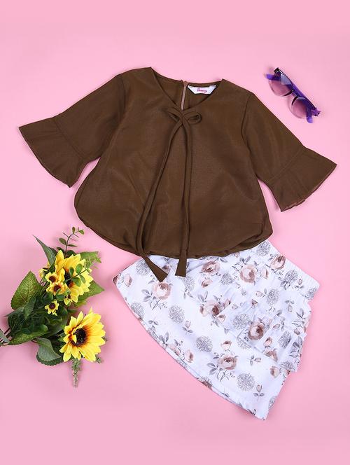 girls solid round neck skirt top - 21519273 - Standard Image - 0