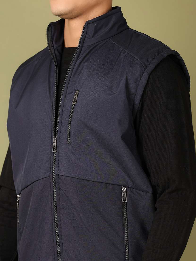 men navy blue solid bomber jacket - 21519276 -  Standard Image - 5