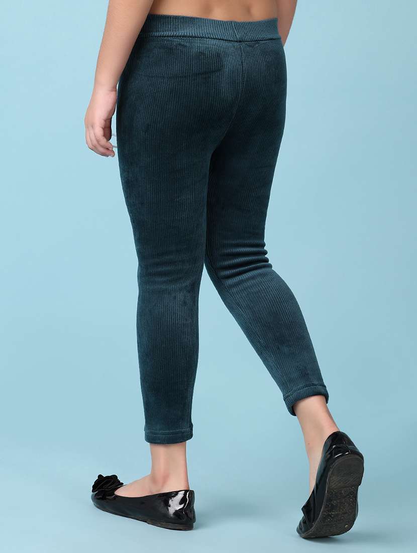 girls blue solid legging - 21519298 -  Standard Image - 3