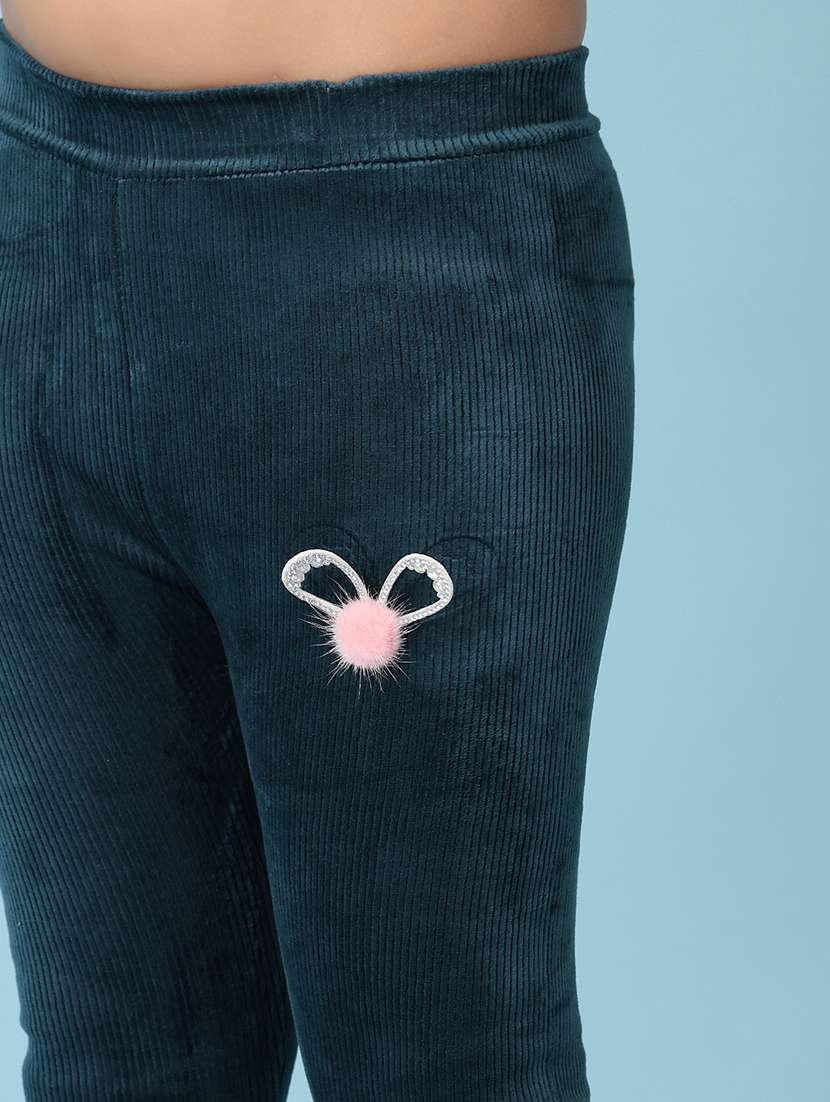 girls blue solid legging - 21519298 -  Standard Image - 5