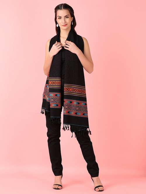 women solid shawl with bordered - 21519300 -  Standard Image - 0