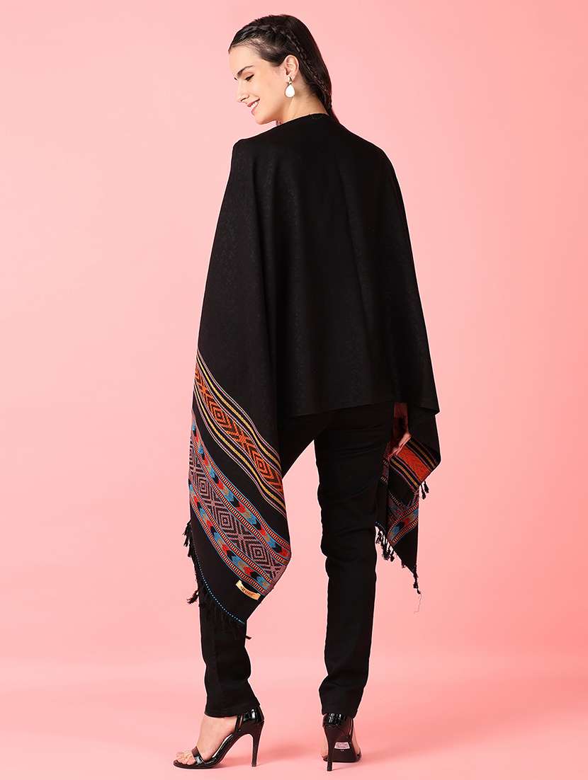 women solid shawl with bordered - 21519300 -  Standard Image - 3