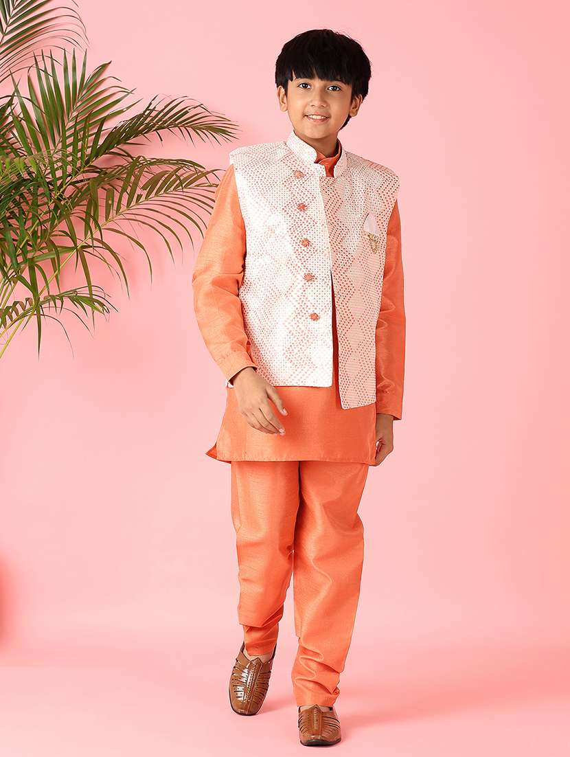 boys embroidered long sleeve sherwani 