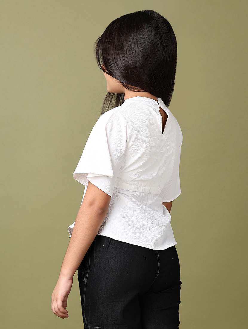 girls white solid short sleeve top - 21519317 -  Standard Image - 3