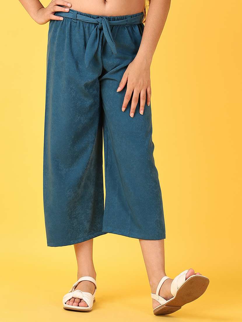 girls teal solid palazzo