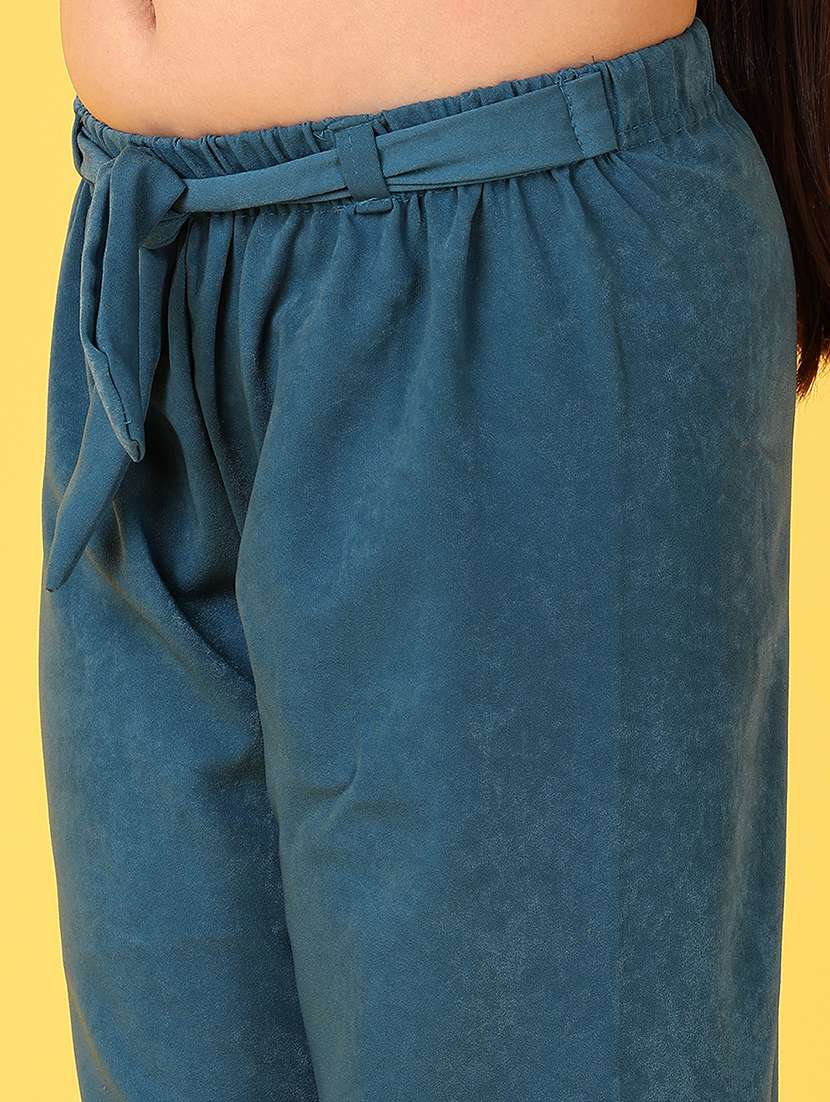 Girls Teal Solid Palazzo - 21519356 -  Standard Image - 5