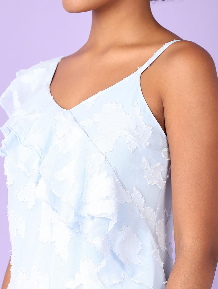 women solid asymmetric neck ruffled dress - 21519358 - Standard Image - 5