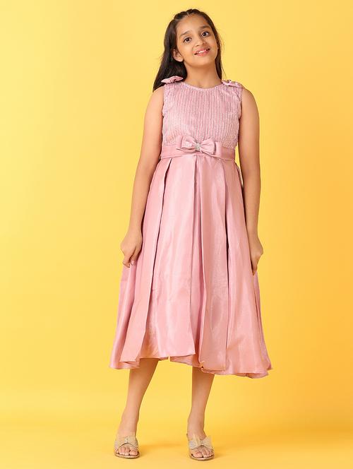 girls pink embroidered sleeveless frock - 21519440 - Standard Image - 0