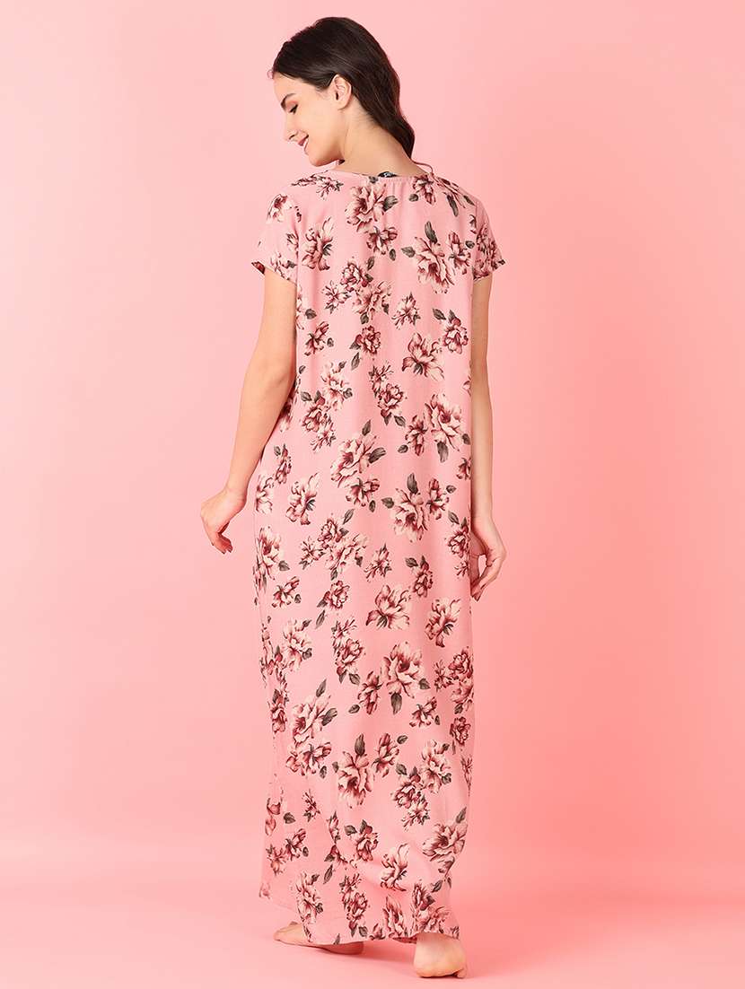 women peach floral printed nighty - 21519445 -  Standard Image - 3