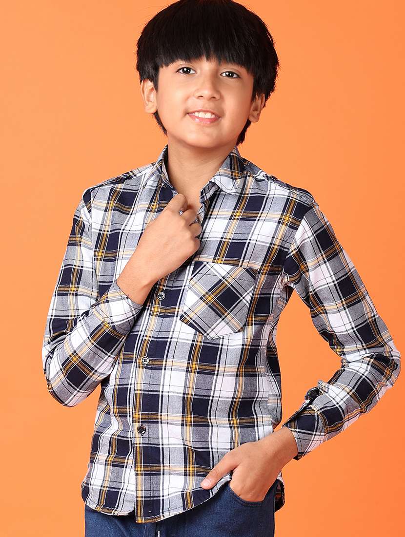 boys checkered casual wear full length set