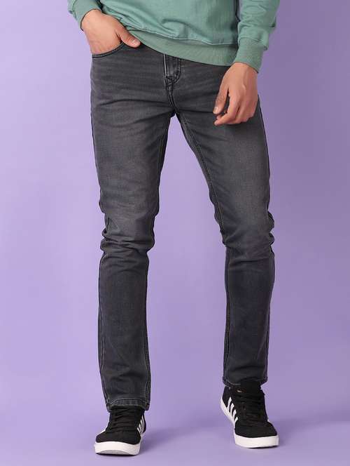 men solid mid rise slim fit jean