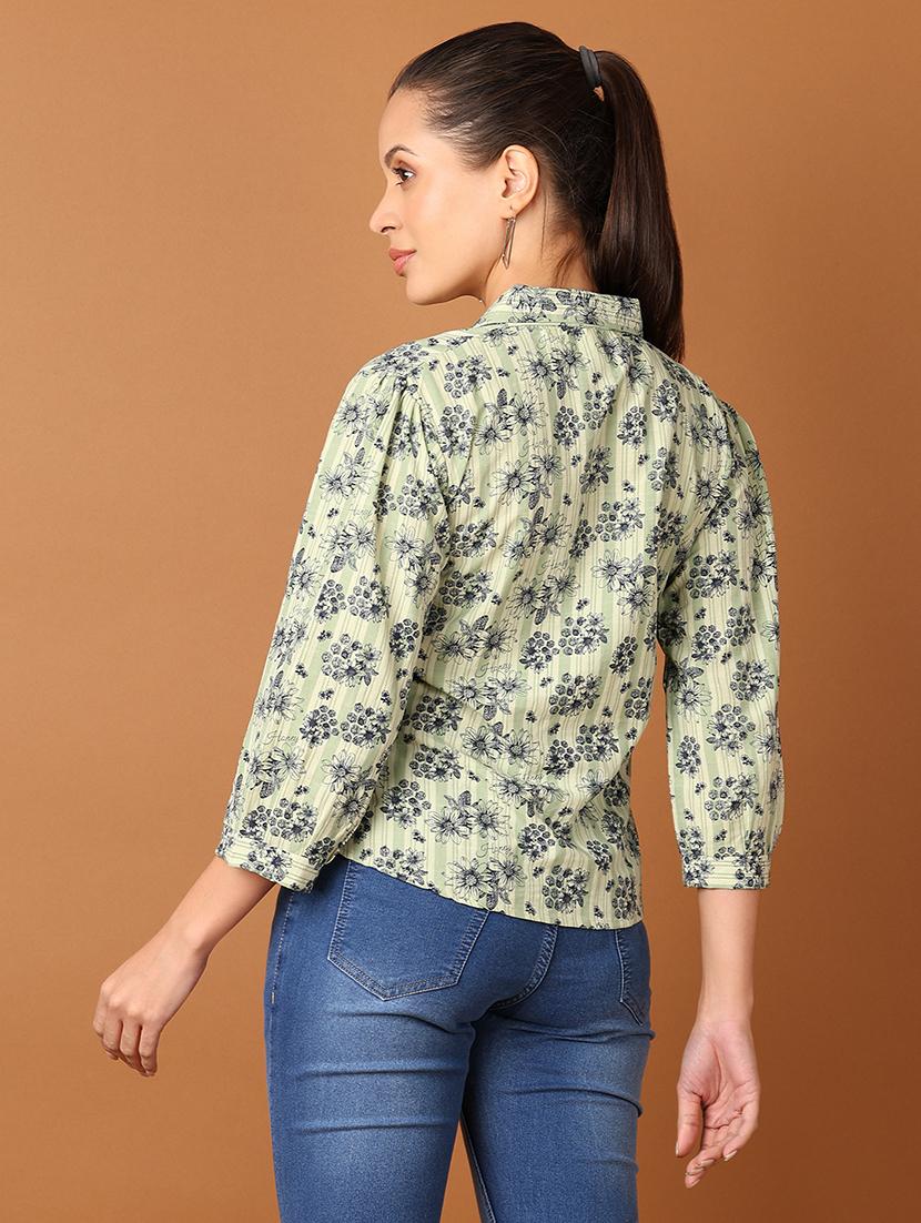 women floral printed shirt collar neck regular top - 21519497 - Standard Image - 3
