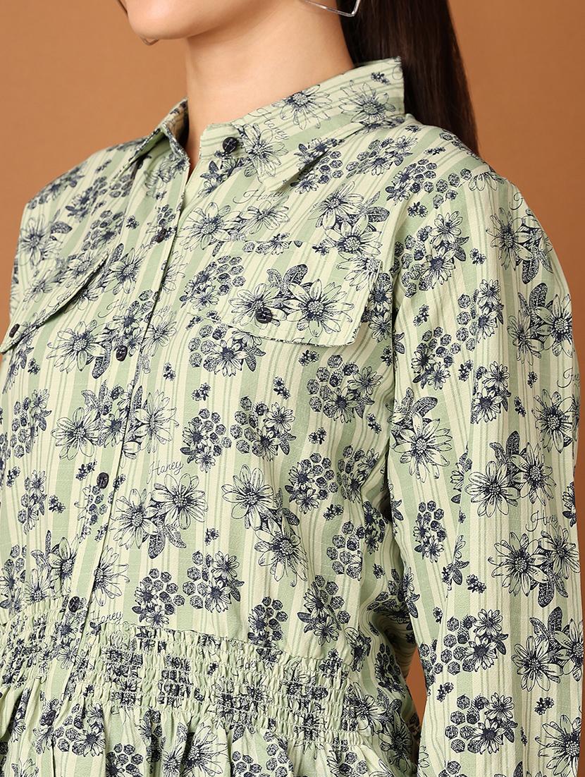 women floral printed shirt collar neck regular top - 21519497 - Standard Image - 5