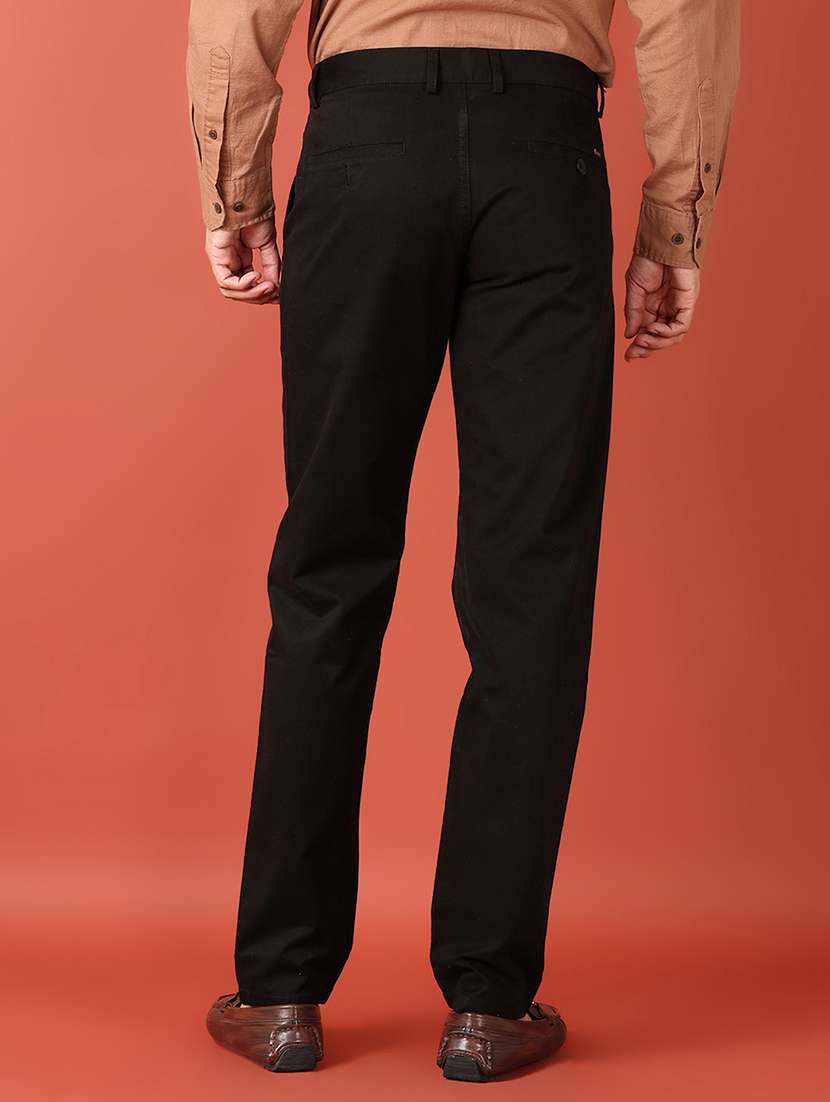 men black solid chinos casual trouser - 21519661 -  Standard Image - 3