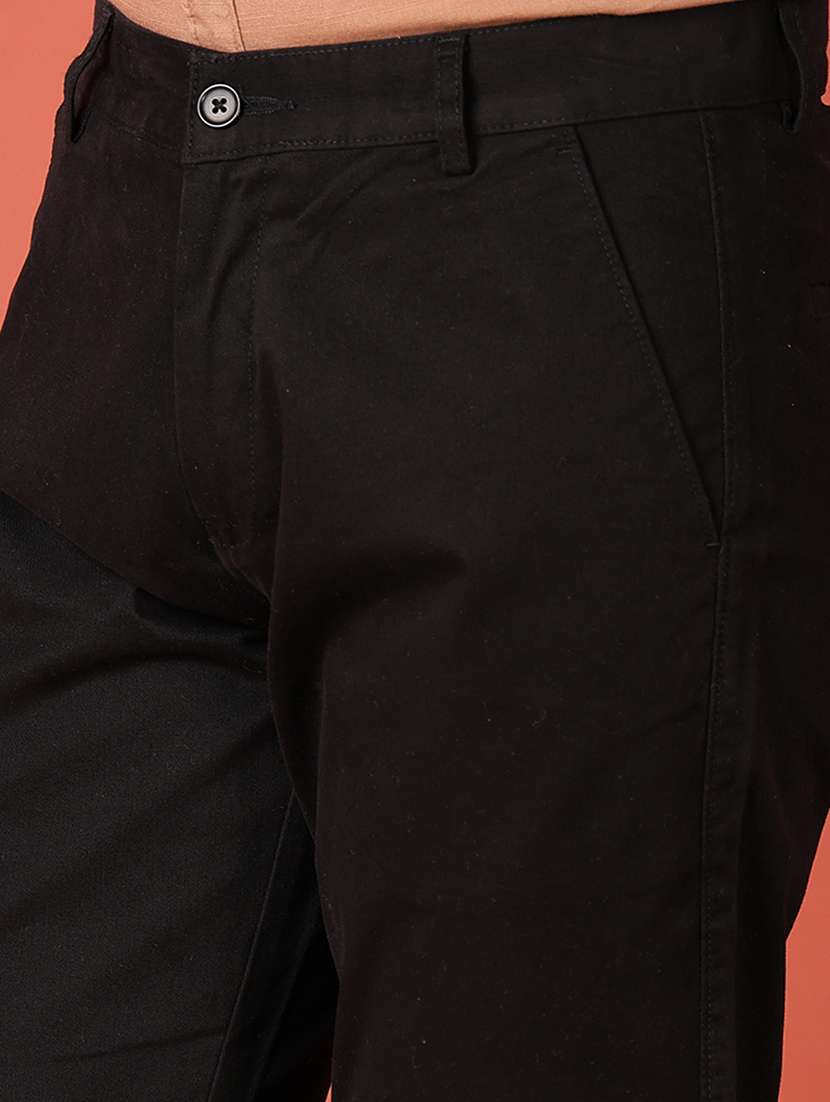 men black solid chinos casual trouser - 21519661 -  Standard Image - 5