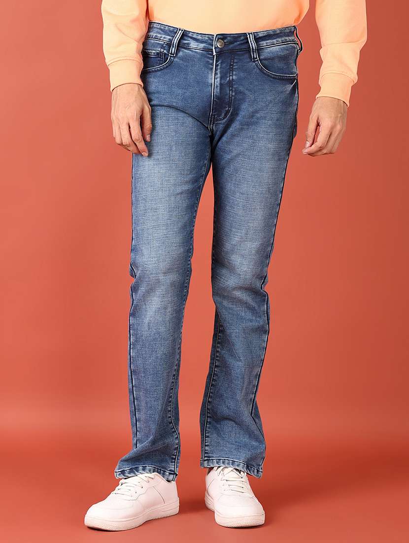 men solid mid rise slim fit jean