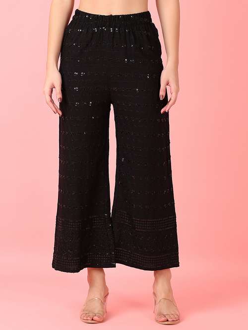 women black embroidered palazzo - 21519746 -  Standard Image - 0