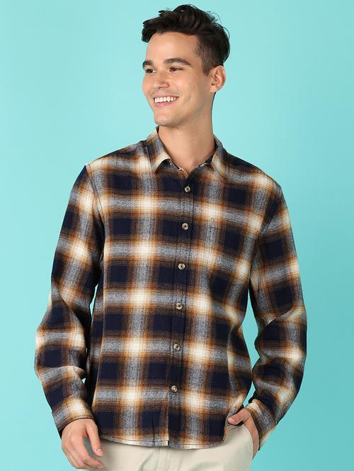 men checks long sleeve casual shirt - 21519755 -  Standard Image - 0
