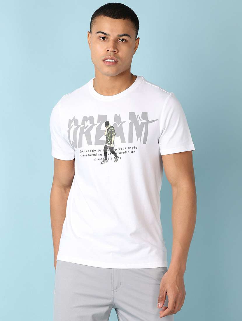 men short sleeves chest print t-shirt