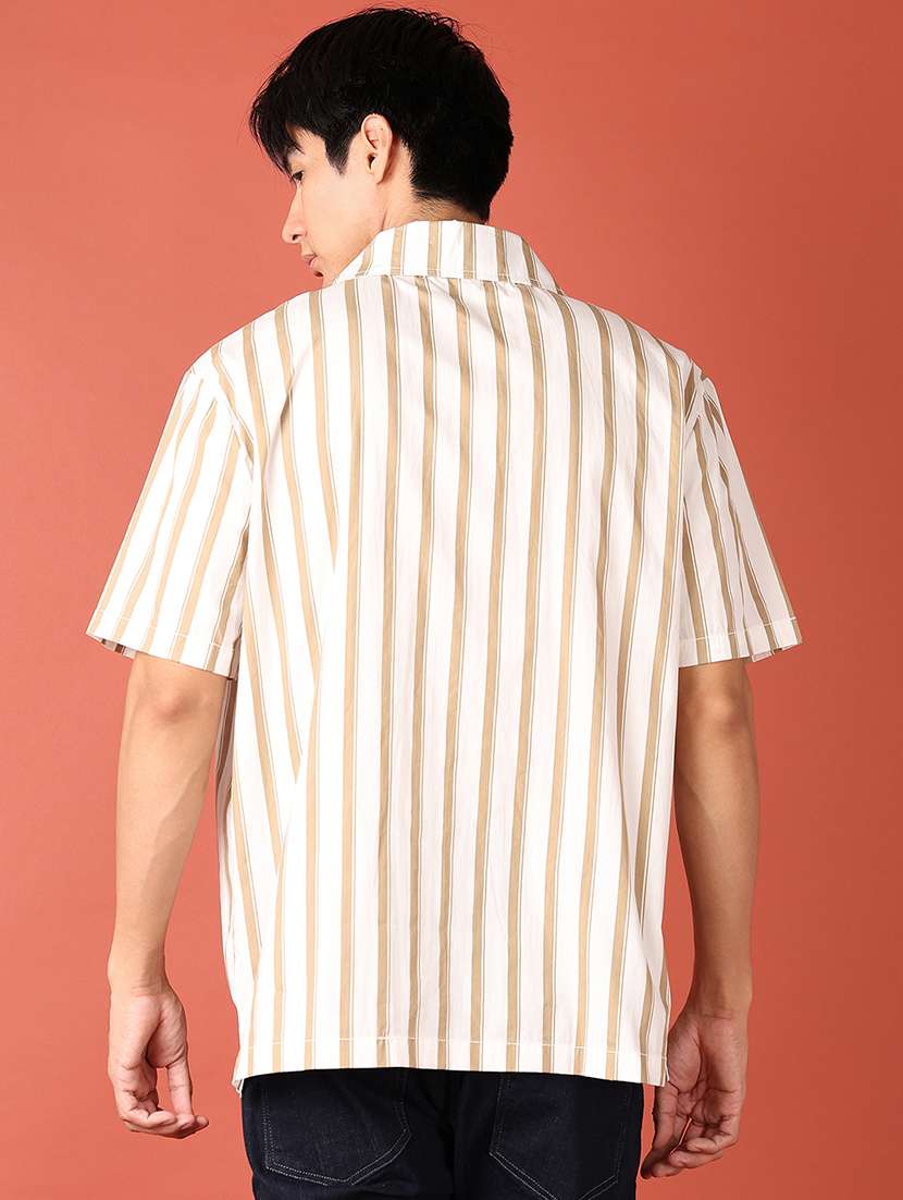 men stripes short sleeves casual shirt - 21519769 -  Standard Image - 3
