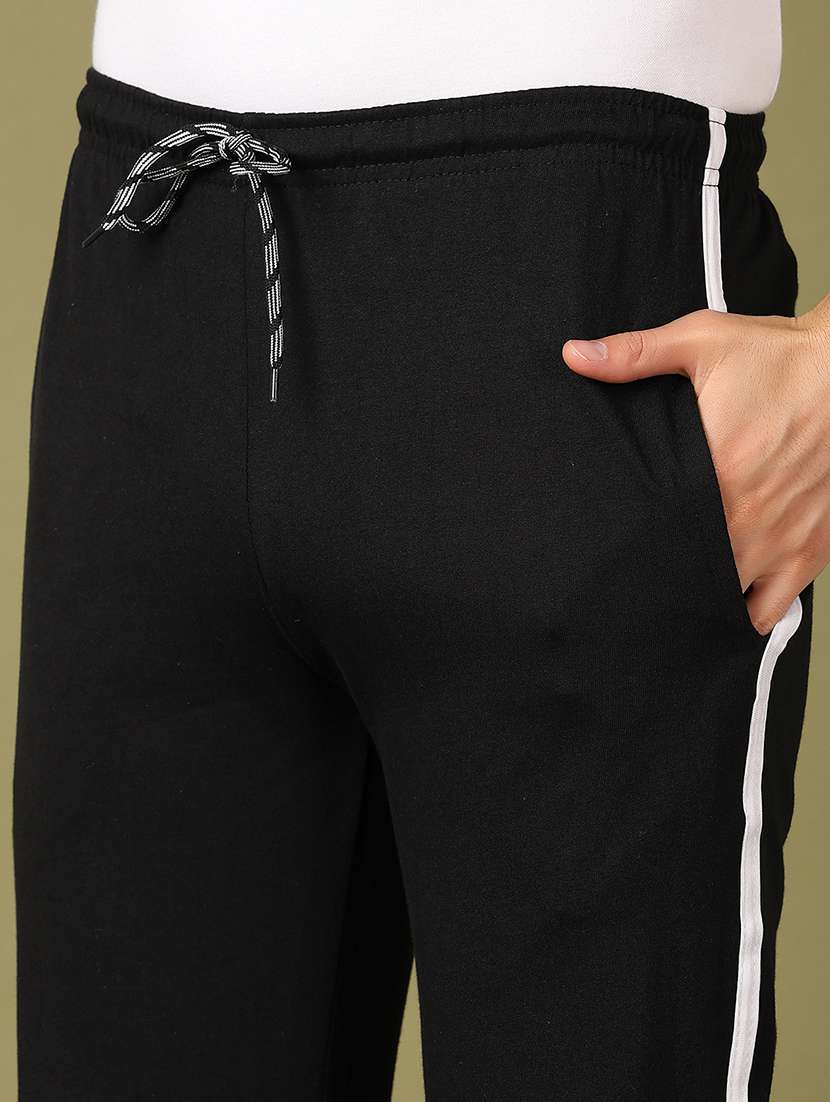 men mid rise side taped full length track pant - 21519773 -  Standard Image - 5