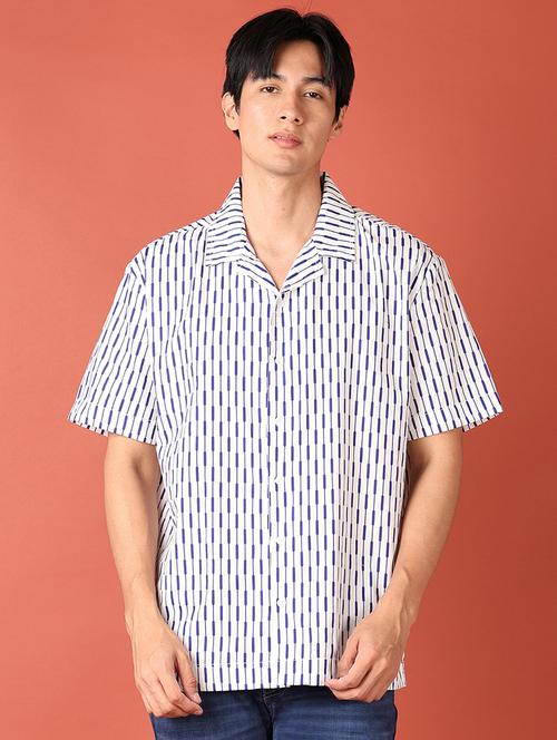 men stripes short sleeves casual shirt - 21519809 - Standard Image - 0