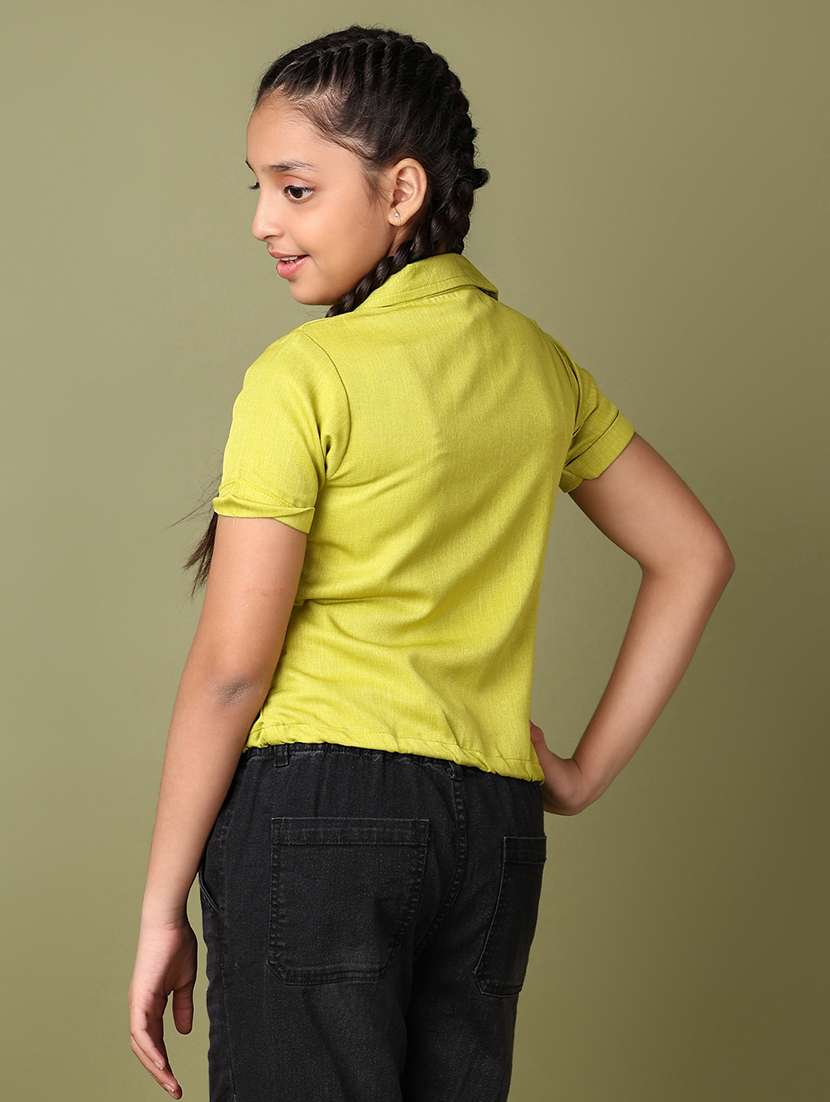 girls green solid short sleeve top - 21519822 -  Standard Image - 3