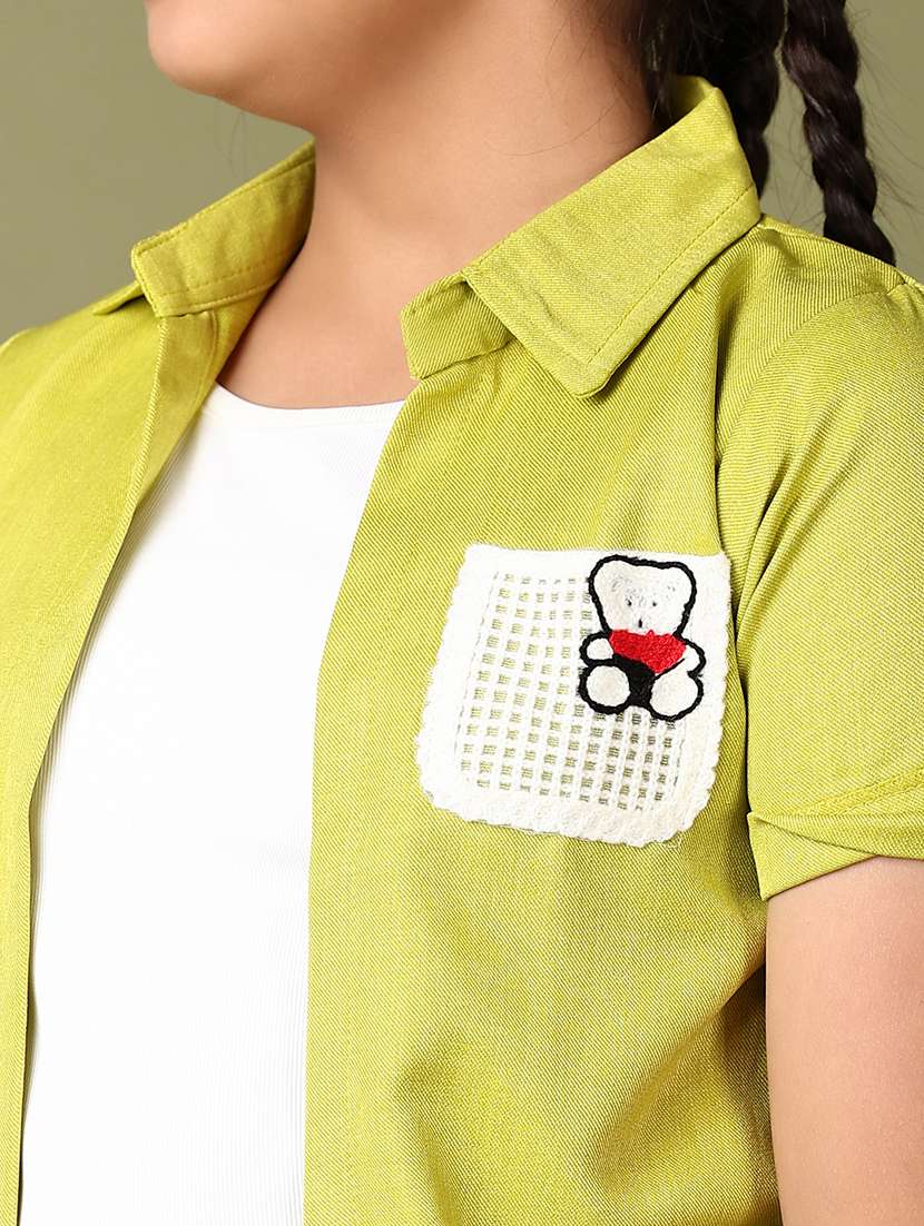 girls green solid short sleeve top - 21519822 -  Standard Image - 5