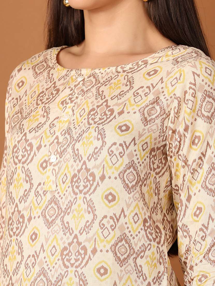 women three quarter sleeve straight kurta - 21519880 -  Standard Image - 5